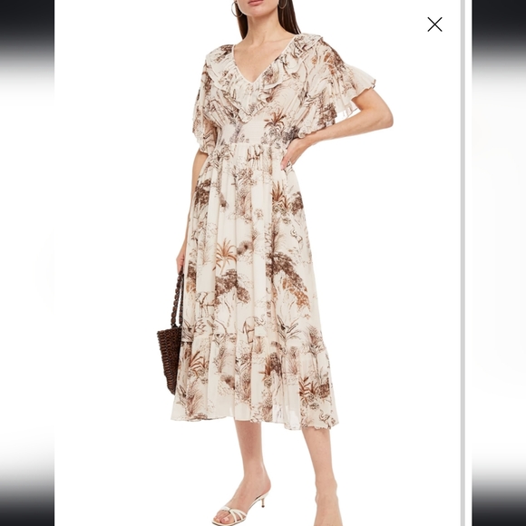 Sandro Ruffled Gauze Dress Sz.M - Picture 1 of 10